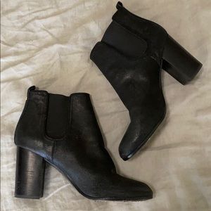 Tory Burch black leather heeled booties Chelsea